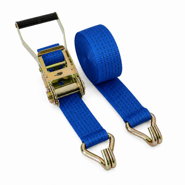 50mm x 10m Heavy Duty Ratchet Strap with Double J Hooks – 5000KG