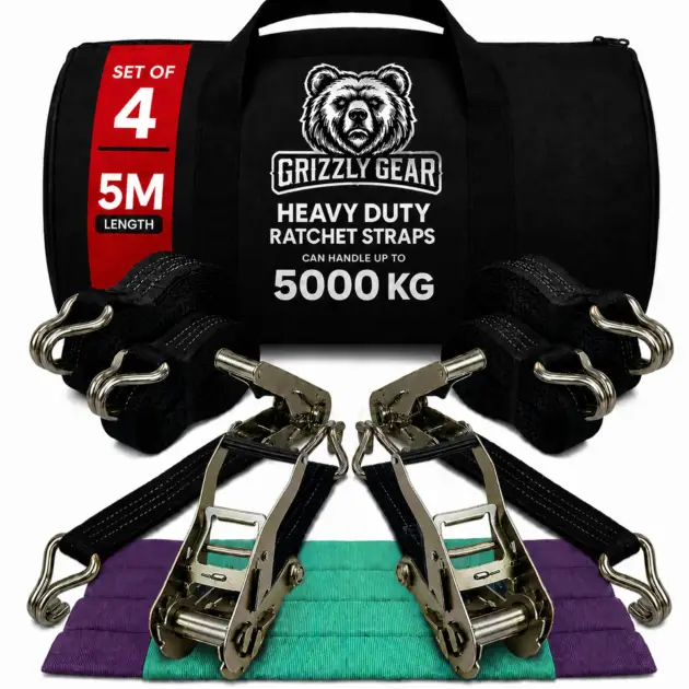 Grizzly Gear 5000KG Ratchet Recovery Alloy Wheel Strap – 5m x 50mm